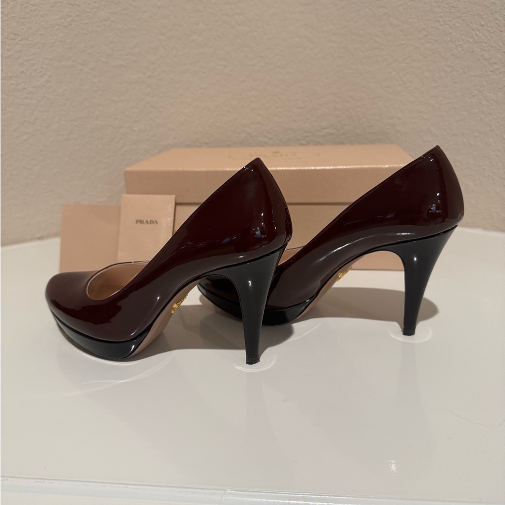 Prada Burgundy Patent Leather Heels - image 4
